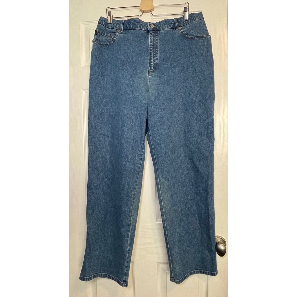 Lauren Jeans Co Ralph Lauren Women 18W Blue Straight Leg High Rise Stretch Denim